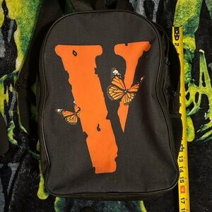 VLONE Black and Orange V-Logo Backpack
